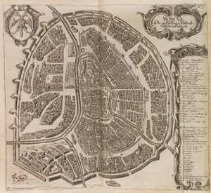 Map of Moscow. From: Vermehrte Newe Beschreibung der Muscowitischen by Adam Olearius