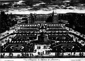 Château de la Rochefoucauld in Liancourt; Drawing by Perelle