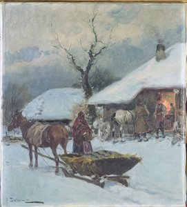 Sleighs in Front of a House, 1930