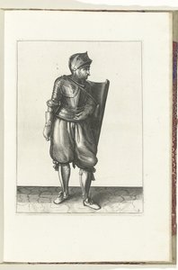 The Exercise with the Targe and Rapier: The Soldier Brings the Targe from the Back Over the Left Shoulder (No. 2), 1618