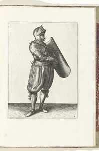 Exercise with the Targe and Rapier: The Soldier Holds the Targe Slightly Forward to Draw the Rapier (no. 4), 1618
