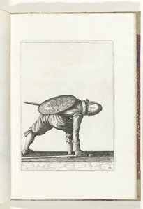 Exercise with Shield and Spear: The Soldier Bends to Pick Up the Spear (No. 28), 1618 by Adam van Breen
