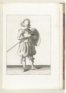 Exercise with Shield and Spear: The Soldier Holds Spear and Shield Close to the Body, 1618 (The Nassau Weapon Handling) by Adam van Breen