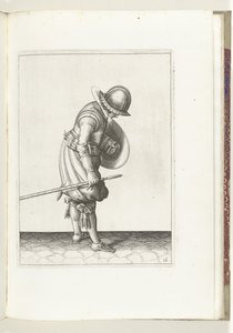 The Exercise with Shield and Pike: The Soldier Places the Pike Next to His Right Foot on the Ground (No. 16), 1618 (series title: The Nassau Weapon Handling, of Shield, Pike, Rapier and Target: Both Figuratively Depicted, and Set According to the New Order by Adam van Breen