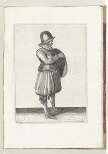 The Exercise with Shield and Spear: The Soldier Draws His Arm from the Strap of the Shield (no. 25), 1618 by Adam van Breen