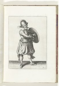 The Exercise with Shield and Spear: The Soldier Draws His Rapier from Behind His Shield (no. 18), 1618 by Adam van Breen