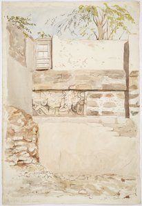 A Stone Relief in a House Wall from Izamal, Yucatan, Mexico