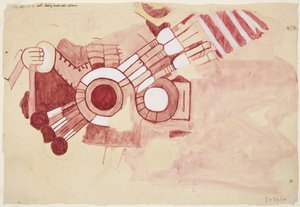 Copy of a fragment of painting from the Casa de Barrios, Teopancaxco, Teotihuacan, Mexico State by Adela Breton