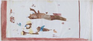 Copy of a wall painting from small chamber, Acanceh, Mexico Pencil lines, watercolour In three parts by Adela Breton