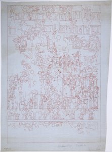 Drawing of the South Wall, Upper Temple of the Jaguars, Chichen Itza, Mexico