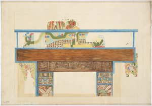 Quarter scale copy of a wall painting west wall, Upper Temple of the Jaguars, Chichen Itza, Mexico by Adela Breton