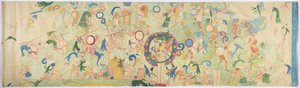 Tracing of a mural painting from Upper Temple of the Jaguars, Chichen Itza, Mexico by Adela Breton