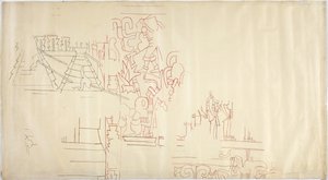 Tracing of a wall painting from Casa de Monjas, Chichen Itza, Mexico by Adela Breton
