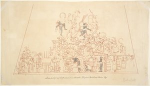 Tracing of a wall painting from the south vault, inner chamber, Upper Temple of the Jaguars, Chichen Itza, Mexico