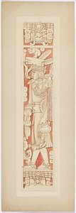 Warrior figure on the door jambs between the inner and outer chambers of the Upper Temple of the Jaguars