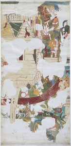 Tracing of mural from a vault in a large chamber at Casa de Monjas, Chichen Itza, Mexico by Adela Breton