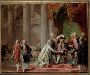 Reception of a Knight of the Order of Saint Lazarus of Jerusalem and of Our Lady of Mount Carmel by the Last Grand Master the Count of Provence (future King Louis XVIII) (1755-1824) under Louis XVI (1788) by Adelaide Labille Guiard