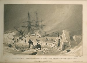 Crew of the H.M.S. Terror Completing the Snow Walls During a Heavy Gale by Admiral William Henry Smyth