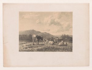 Landscape with Cattle by Adolf Carel Nunnink