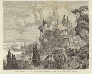 Greece and Rome - Rome: Landscape by the sea at Cape Miseno with Vesuvius in the background by Adolf Closs