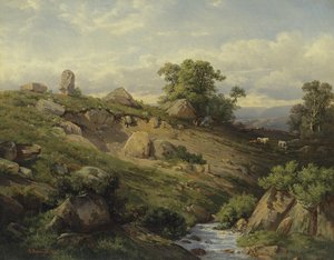 Valley Slope with Rock Fall, 1861 by Adolf Mosengel