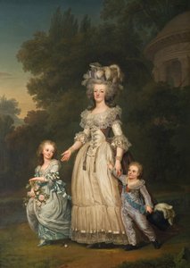Queen Marie Antoinette of France and Two of Her Children Walking in The Park of Trianon by Adolf Ulrik Wertmüller