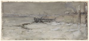 The Ice Breaking on the Maas in Rotterdam by Adolf le Comte