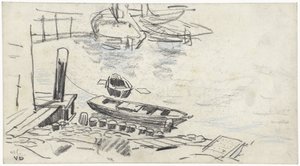 Quay with Boats by Adolf le Comte