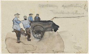 Four Workers with a Cart