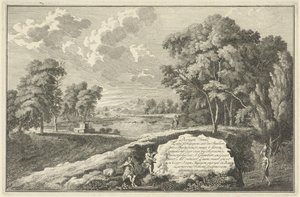 Arcadian River Landscape with Woman and Child, Title Page for: Thirty Pieces of Landscapes in Italy and Germany, Italian and German Landscapes (series title)