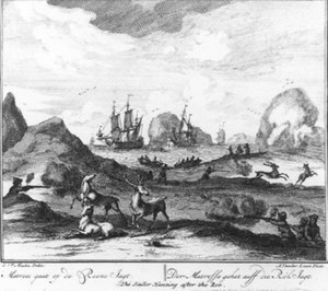 "Sailor Goes on the Reindeer Hunt" (No.11 from the Whaling Series) by Adolf van der Laan