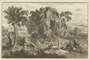 Woman Hit by an Arrow in an Arcadian Landscape