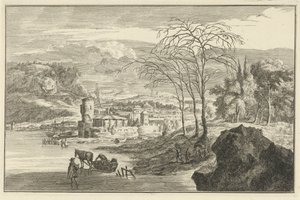 Winter Landscape with View of a City (Italian and German Landscapes) by Adolf van der Laan