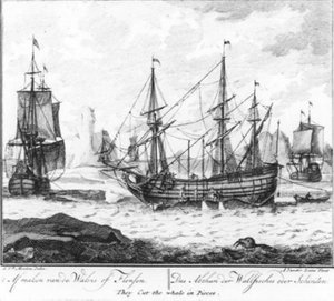 Finishing the Whale or Flensing (No. 8 from the Whaling Series) by Adolf van der Laan
