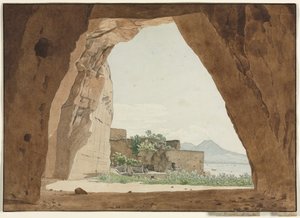Vesuvius and the Bay of Naples from a Cave by Adolf von Heydeck