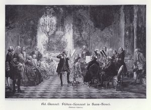 Flute Concert in the Palace of Sanssouci, Potsdam, Prussia by Adolph Friedrich Erdmann von (after) Menzel