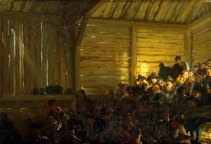 Peasant Theatre in the Tyrol by Adolph Menzel