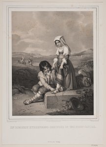 A Roman Shepherd Boy Tying a Young Girl