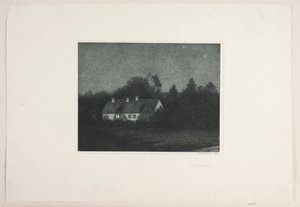 Moonlit Evening in the Village of Borup by Adolph Larsen