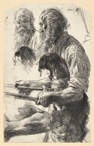 Old Ironworker with Apron and Tongs in Hand. Study for "Iron Rolling Mill. Modern Cyclops" by Adolph Menzel