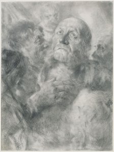Old Man Looking Up and Four Faces by Adolph Menzel