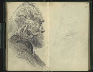 Bearded Man in Lost Profile by Adolph Menzel