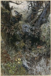 Tree Stump with Robin and Hoopoe. From the "Children