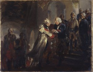Meeting of Frederick II with Emperor Joseph II in Neisse in 1769. Sketch by Adolph Menzel