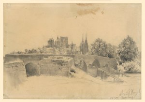 View of Marburg and the Lahn Bridge by Adolph Menzel