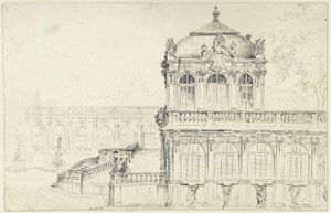 View of the Narrow Side of the Mathematical Physical Salon and the Eastern Long Gallery in the Zwinger in Dresden by Adolph Menzel