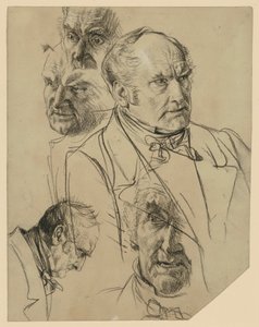 Bust of an Older Man Facing Right, Four Head Studies by Adolph Menzel