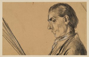 Portrait of a Young Man with Downcast Eyes. Profile to the Left. Preliminary Study for the Painting 