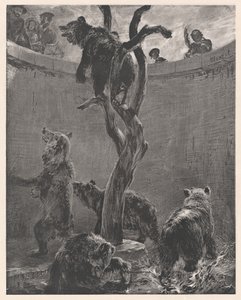 The Bear Pit in the Zoological Gardens by Adolph Menzel