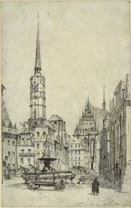 The Marketplace in Neisse by Adolph Menzel